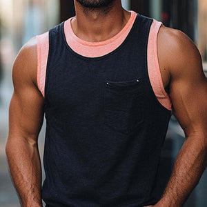 Hautfreundliches Tanktop aus Baumwolle mit Kontrastnähten für Herren