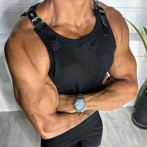 Lässiges Tanktop aus Patchwork-Leder für Herren