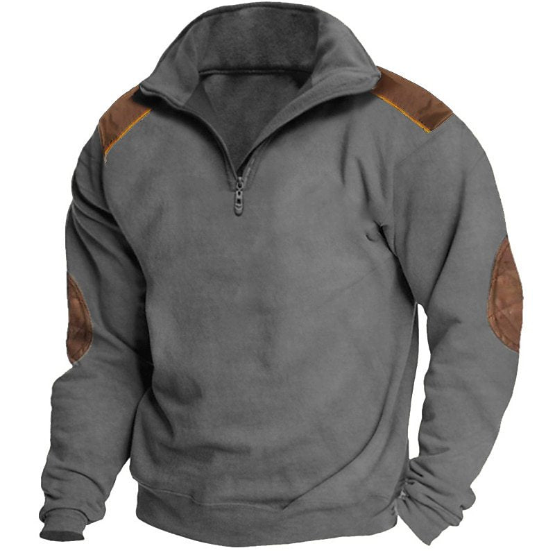 NEW STANDING COLLAR MEN'S STREET TREND ZIPPERED POLO HOODIE