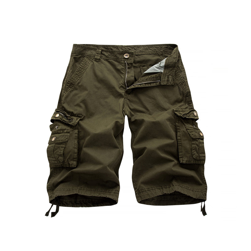 (SIZE US 30-48)BUTTON AND ZIPPER MULTI DIMENSIONAL POCKETS 11'' INSEAM CARGO SHORTS