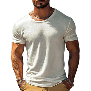 Men's Casual Cotton Round Neck Slim Fit Short Sleeve T-Shirt