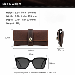 Men's Portable Handmade Top Layer Cowhide Magnetic Buckle Glasses Storage Bag