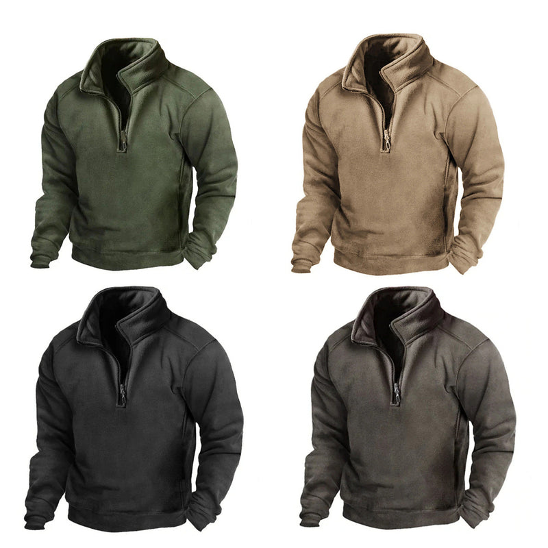 V-NECK BUCKLE FLEECE THERMAL TACTICAL SWEATER