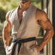 Men's Solid Color Lace-Up Vest (With Belt) MTA2467C8P