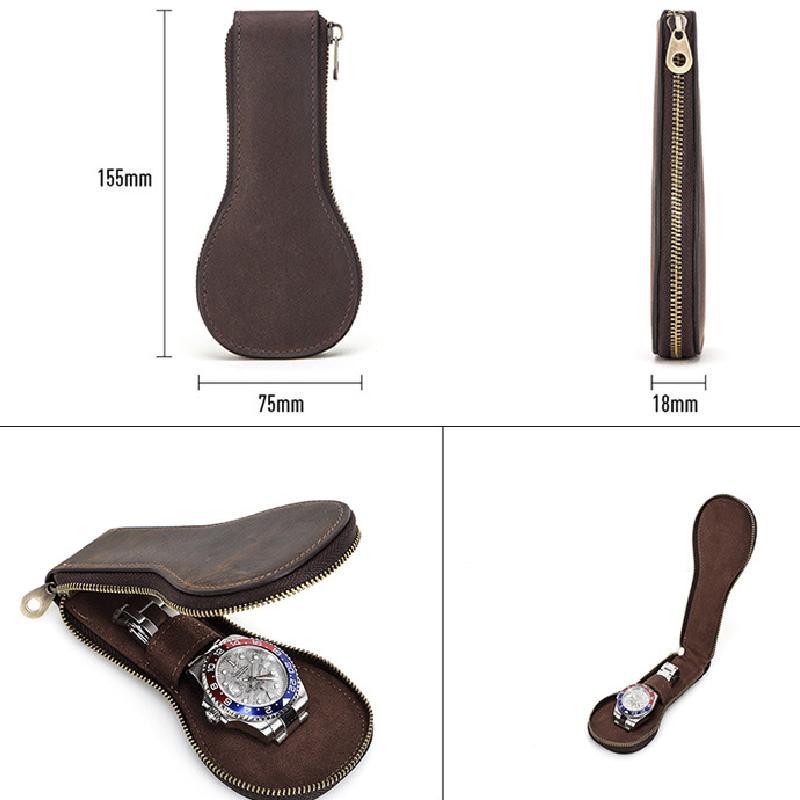 Men's Vintage Cowhide Watch Storage Bag