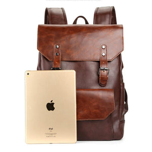 Men's Crazy Horse Leather Large Capacity Backpack