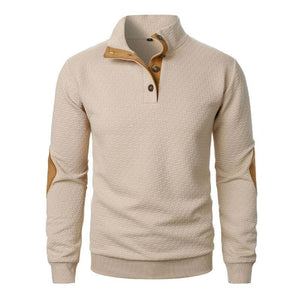 Men's Stand Collar Colorblock Casual Jacquard Sweatshirt