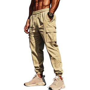 Men's Classic Casual Multi-Pocket Cotton And Linen Cargo Pants