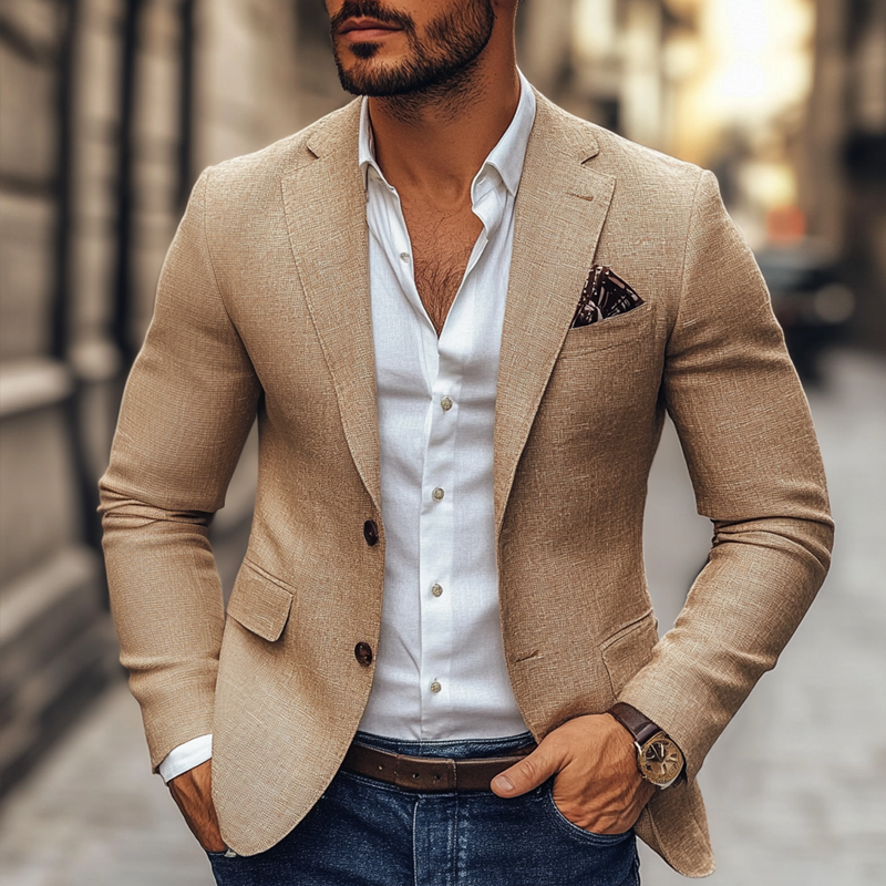 Modischer Herrenblazer mit Revers und zwei Knöpfen