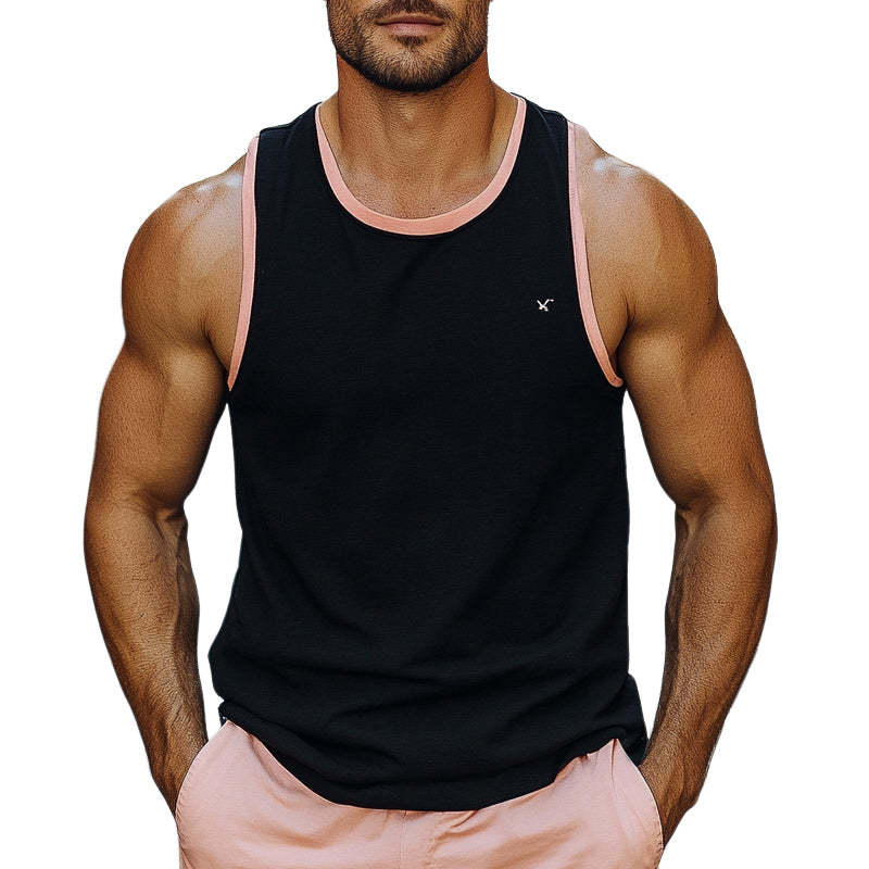 Men's Cool Skin-friendly Black Cotton Tank Top
