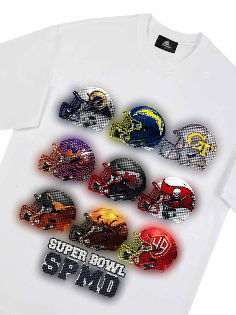 Super Bowl Football Helmet Print T-shirt