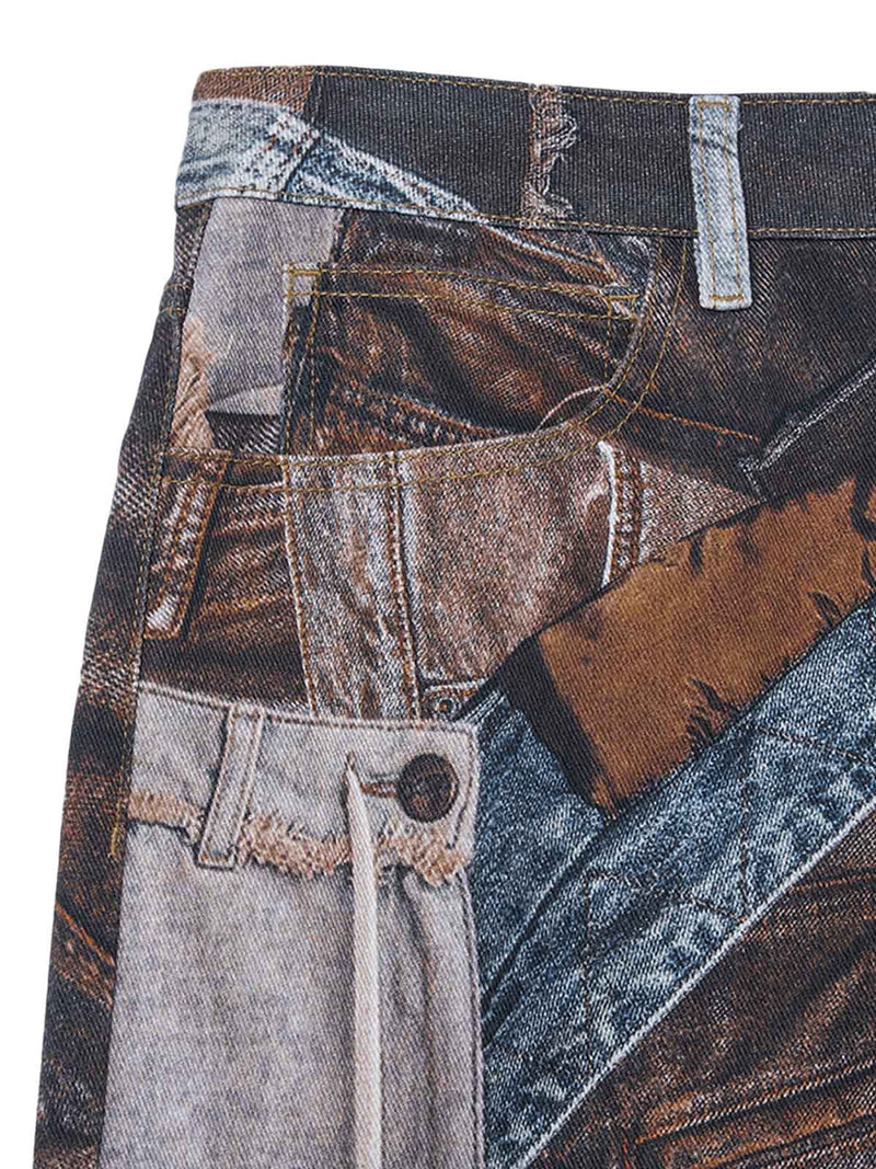 Washed Patchwork Baggy Jeans