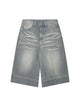 Washed Denim Hip-Hop Shorts