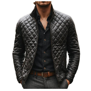 Men's Casual Quilted Leather Jacket
