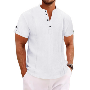 Men's Casual Stand Collar Short Sleeve Shirt
