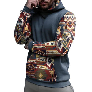 Herren-Hoodie im Retro-Stil mit geometrischem Print im Ethno-Stil