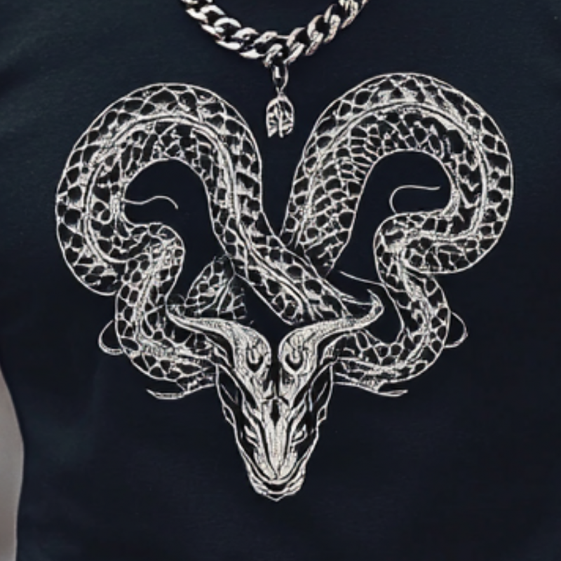Men's Casual Snake Embroidery Cotton Round Neck Slim Fit Short Sleeve T-shirt