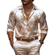 Herren Frühlings- und Sommermode Retro Blumendruck Satin Langarmhemd