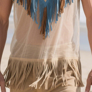 Men's Spring Fashion Suede Tassel Thin Tank Top