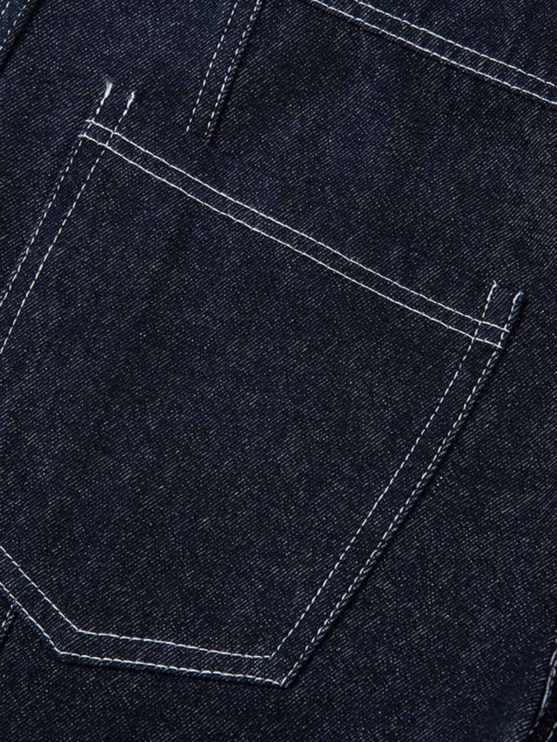 Deconstructed Contrast Stitching Barrel Jeans