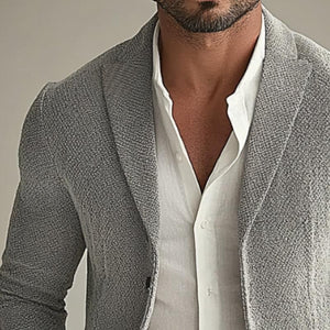 Men's Casual Retro Trend Solid Color Slim Lapel Jacket