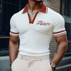 Herren Sommer Polokragen Mode Gestricktes Kurzarm-T-Shirt
