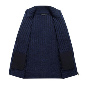 Lässiger Herren-Strickcardigan mit Stehkragen und Reißverschluss und schmaler Passform