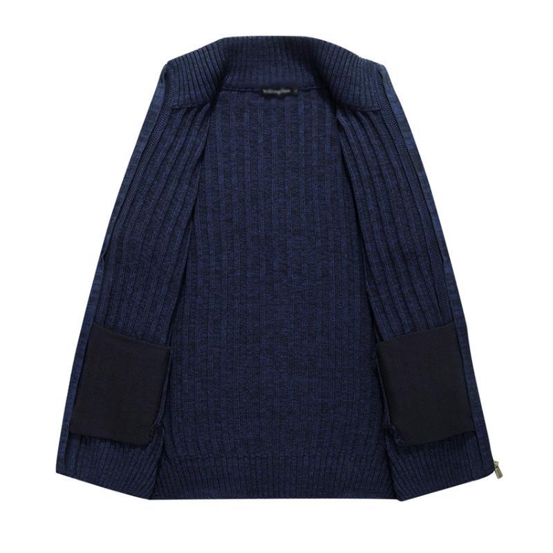 Men's Casual Stand Collar Zipper Slim Fit Knit Cardigan