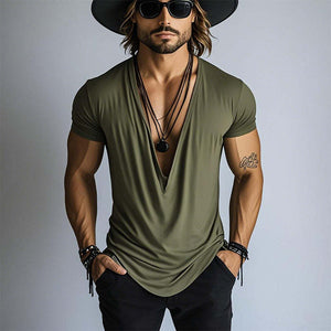 Herren Frühlingsmode Einfaches Kurzarm-T-Shirt mit Swing-Kragen