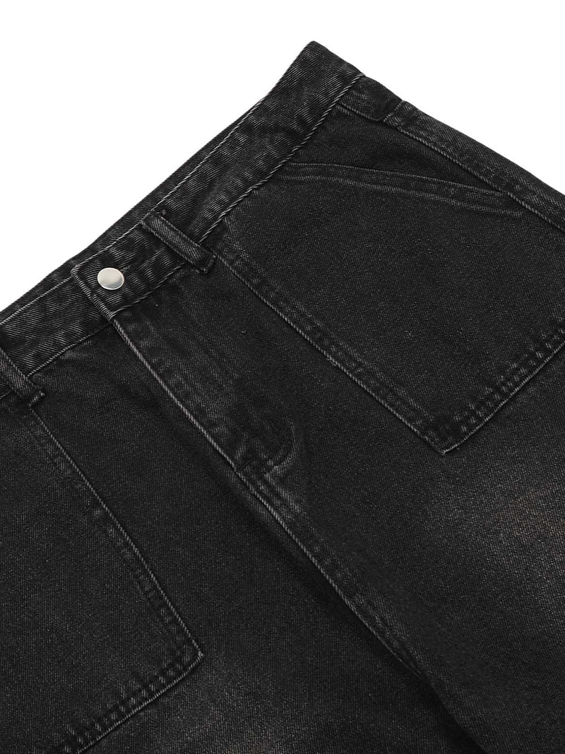 Distressed Washed Multi-Pocket Cargo Jeans