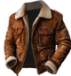 Men's Vintage Suede Patchwork Lamb Fleece Multi-Pocket Reverse Collar Outdoor Jacket