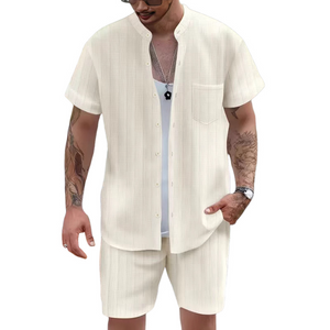Men's Casual Resort Short Sleeve Shorts Two-piece Set