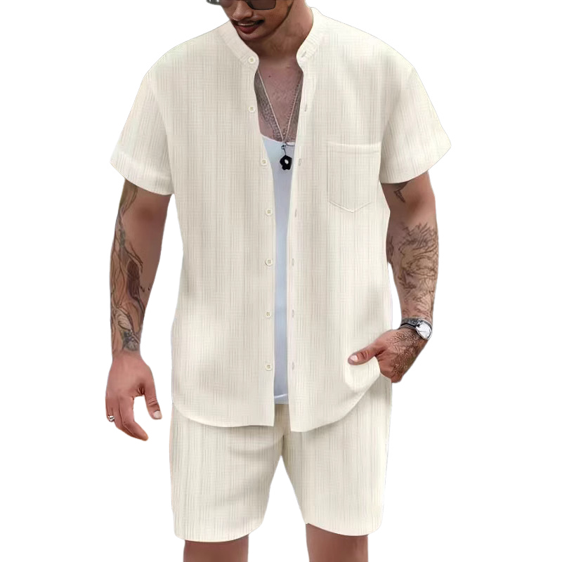 Lässiges Resort-Set mit Kurzarm-Shorts für Herren, zweiteilig