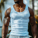 Lässiges Herren-Tanktop mit Waffelmuster und U-Ausschnitt in Slim Fit