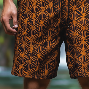 Men's Vintage Casual Flower Of Life Print Drawstring Shorts