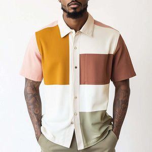 Men's Stylish Contrast Print Short Sleeve Shirt