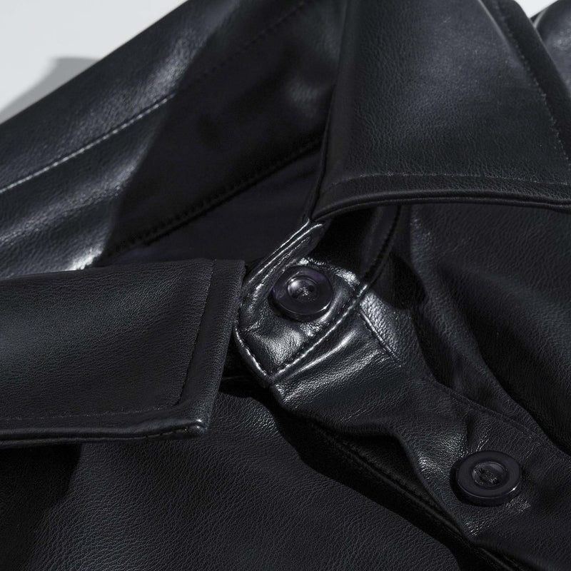 Klassisches, lässiges Slim Fit-Langarmhemd aus Leder für Herren