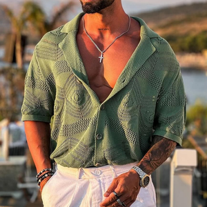 Herren-Strick-Poloshirt mit einreihigem Revers und kurzen Ärmeln