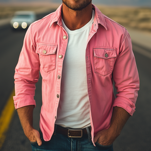 Klassisches, modisches, lässiges, gewaschenes Langarmhemd für Herren