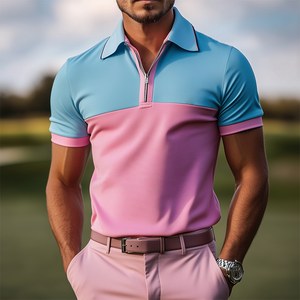 Klassisches, lässiges Golf-POLO-Shirt für Herren mit Kontrastnähten und kurzen Ärmeln