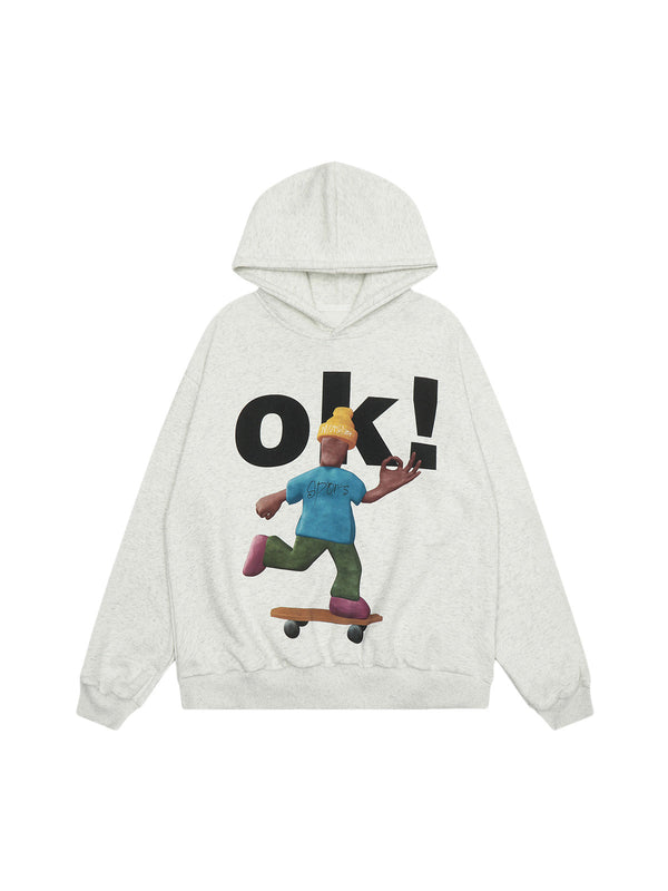 Skateboard Character Printed Hoodie