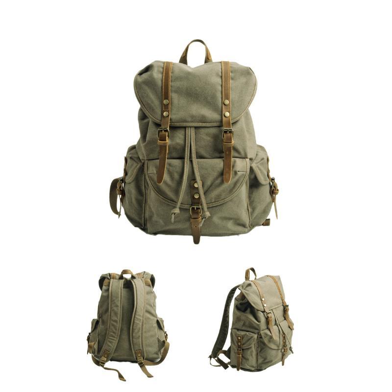 Men's Retro Outdoor Large Capacity Multi-Pocket Canvas Backpack