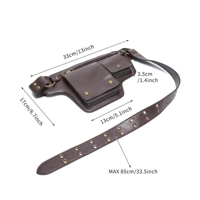 Men's Outdoor Sports Zipper Adjustable Leather Waist Bag