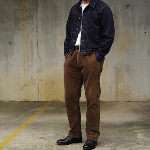 1920s 12oz Corduroy Farmer Work Trousers Mens Suspender Pants Vintage Overalls 20er