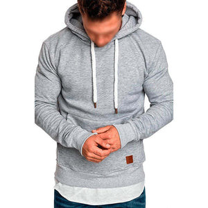Men's Casual Solid Color Long Sleeve Hooded Sweatshirt
