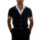 Men's Fashion Black And White Fake Two-Piece Knitted Deep V-Neck Pullover Sweater T-Shirt