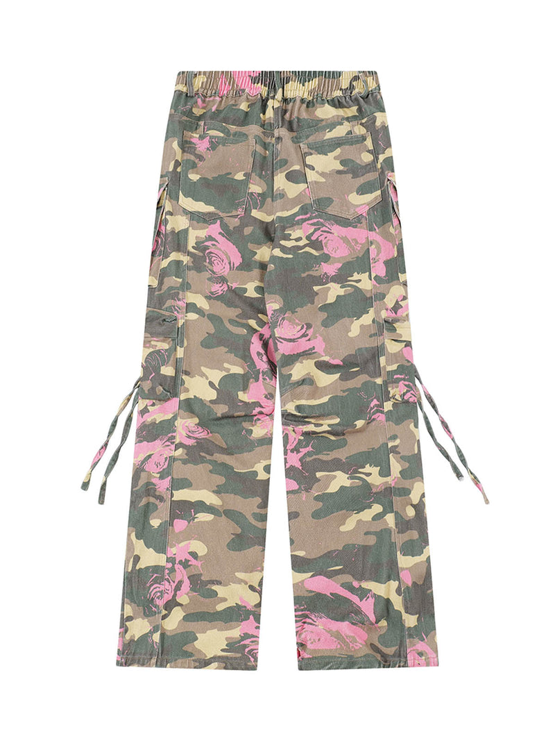 Floral Camouflage Multi Pocket Cargo Pants