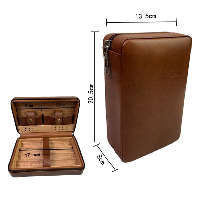 Men's Portable Cigar Humidor Leather Set Storage Bag