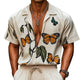 Men's Casual Loose Butterfly Print Short Sleeve Shirt