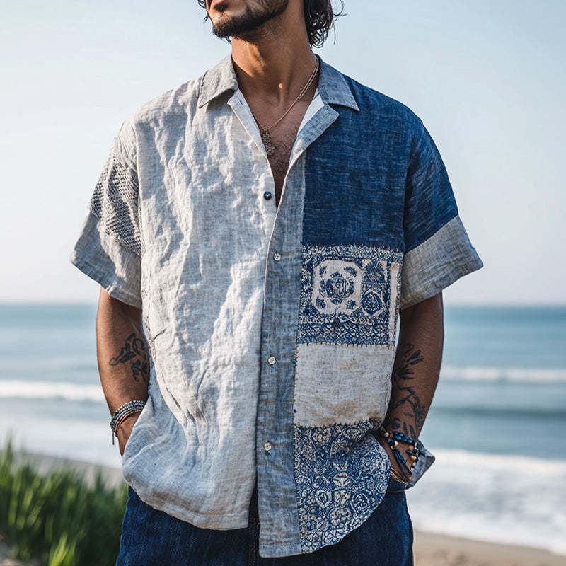 Men's Casual Bohemian Printed Short Sleeve Shirt